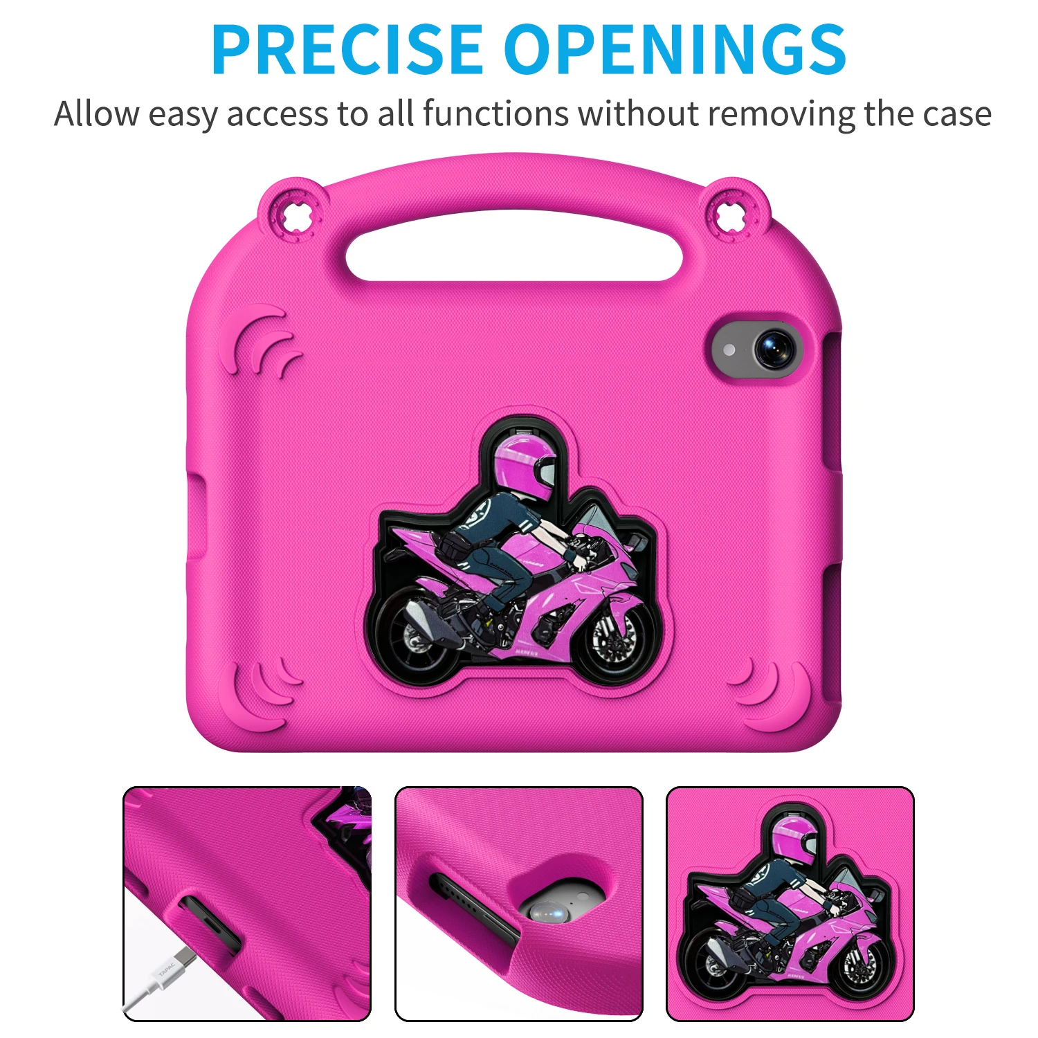 حافظة حماية للكمبيوتر اللوحي بحامل الدراجة النارية باللون الأحمر الوردي لجهاز iPad Pro 11 13 M4 iPad Air 11 13 M3 iPad11A16 2025 2024 mini7 iPad9/8/7th