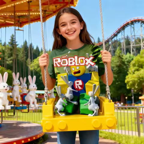 New ROBLOX Game Character Cartoon Printed Round-neck Short-sleeved Boys and Girls Creative Peripheral T-shirt Clothes