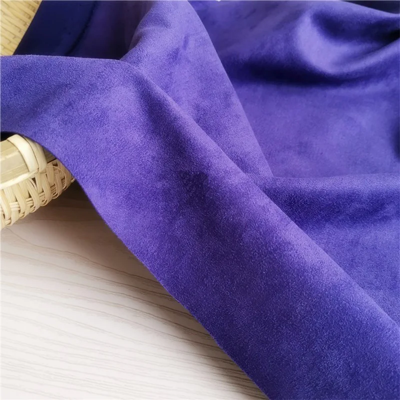 Good Wide Dark Purple Knitted Elastic Suede Fabric,Snowflake Velvet,Faux Deeskin Fabric,Sewing Material,DIY Clothing,Suits,150cm