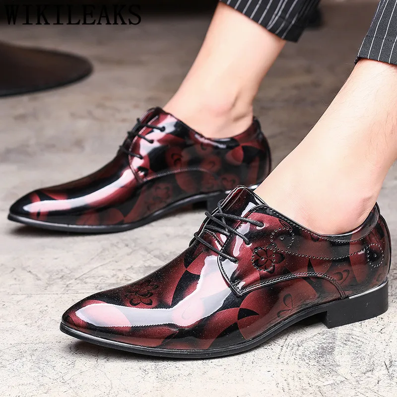 Office Men Dress Shoes Floral Pattern Men Formal Shoes Leather Luxury Fashion Groom Wedding Shoes Men Oxford Shoes Dress 37-50