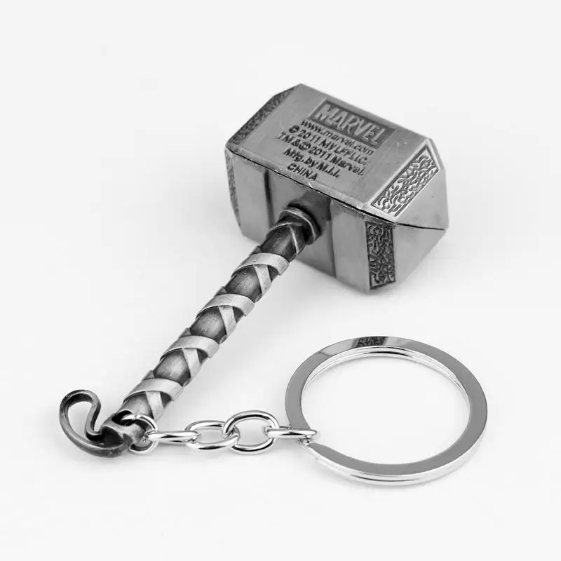 Marvel The Avengers Thor Hammer Metal Key Chain Keyring Men Women Key Holder Car Keychain Accessories Backpacks Gift