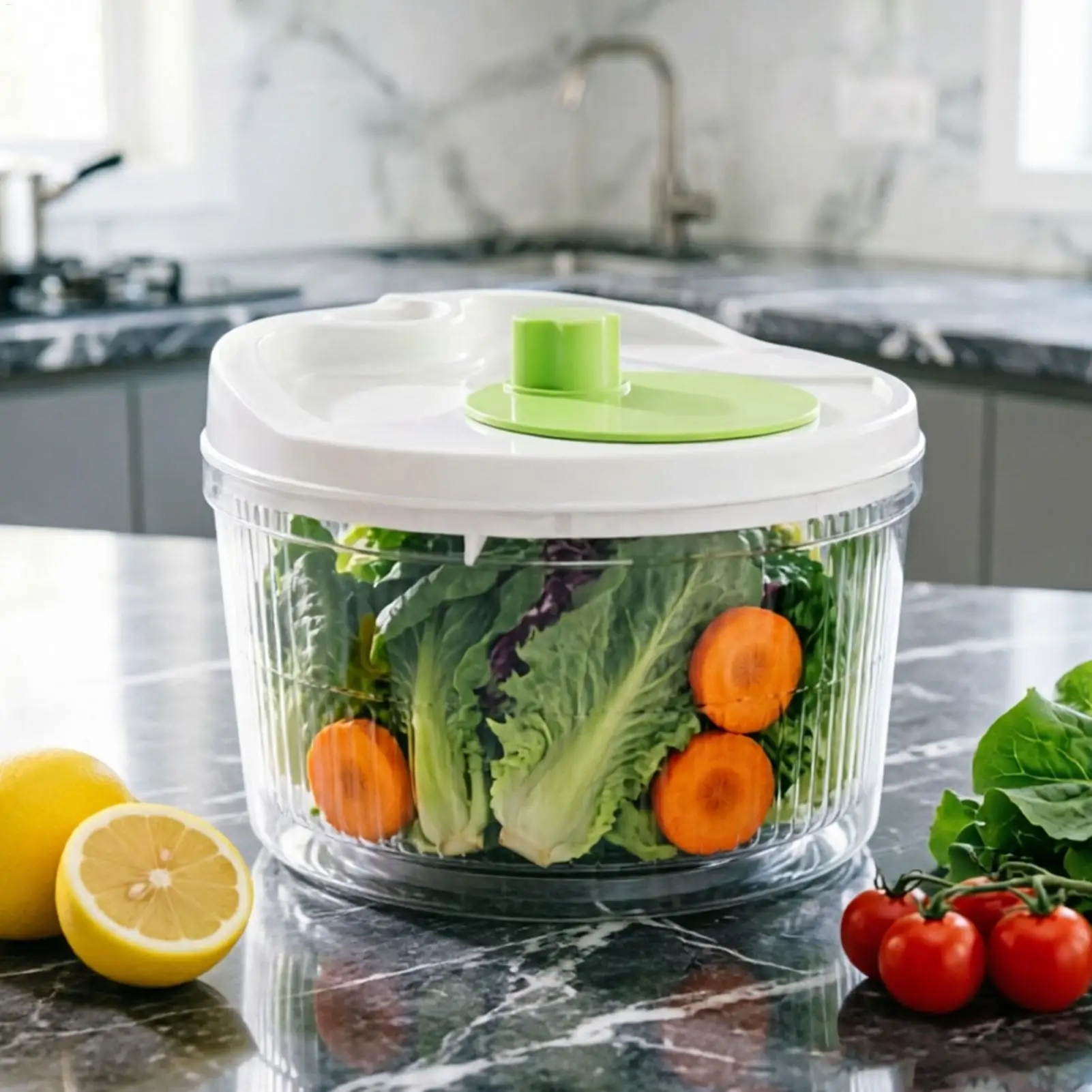 Multifunctional Household Manual Vegetable Dehydrator - Salad Spinner with Fruit, Lettuce Drain Basket, Home Kitchen Gadgets