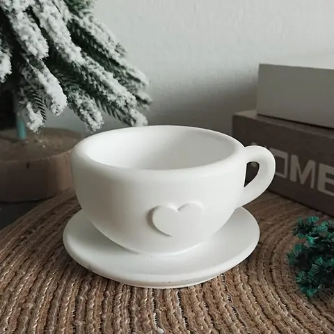 컵 접시 실리콘 금형 DIY 붓는 금형 시멘트 하트 모양의 양초 컵 실리콘 수지 금형 장식 수지 석고 홈 Handicraf