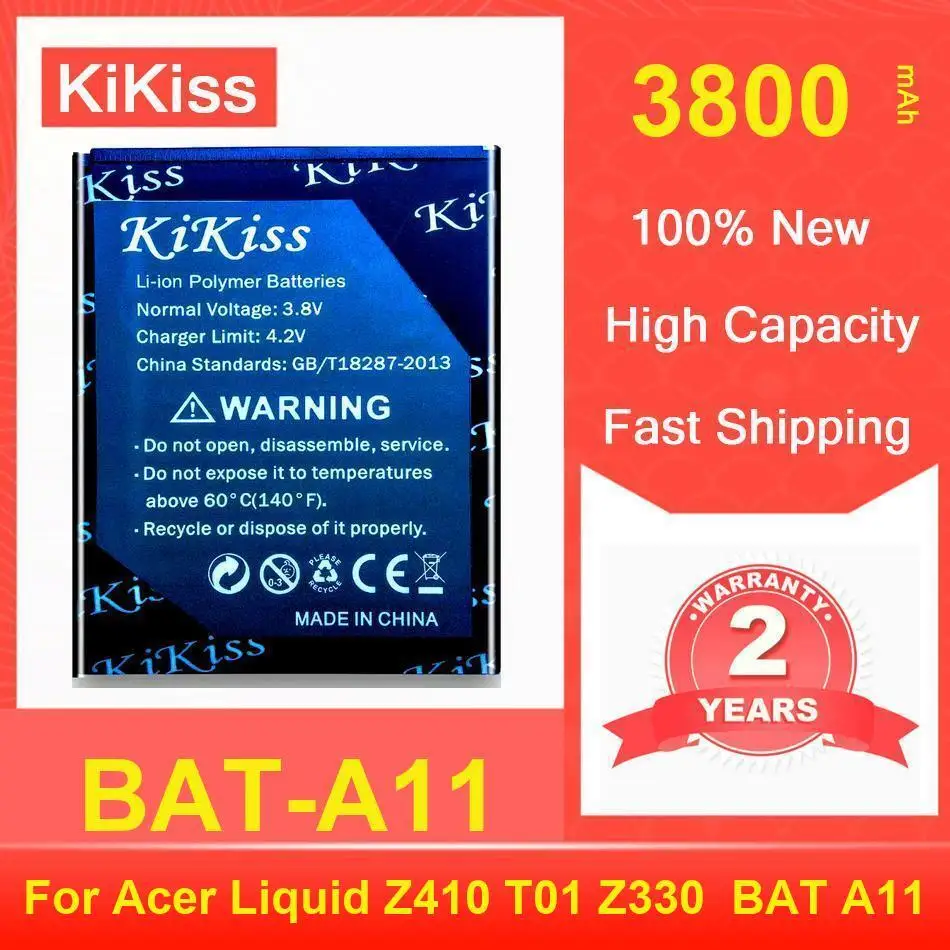 

Аккумулятор Kikiss 3800 мАч BAT-A11 для Acer Liquid Z410 T01 Z330 BAT A11