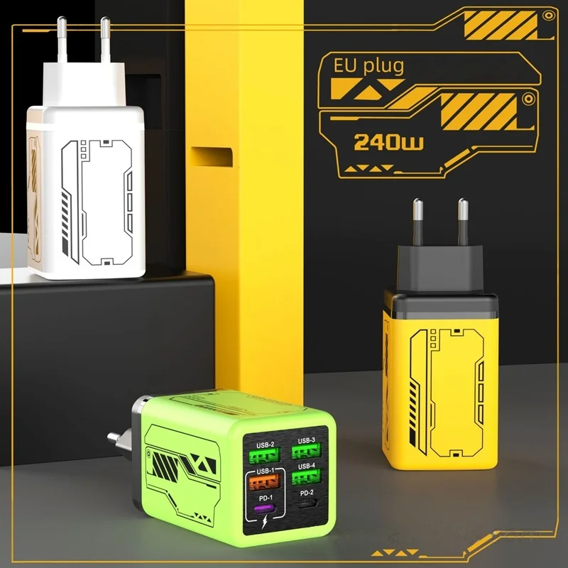 Xiaomi 240W شاحن فائق السرعة 6 منافذ PD Type-C GaN شاحن الهاتف USB-C QC 3.0 محول شحن سريع الاتحاد الأوروبي/الولايات المتحدة التوصيل الجدار شاحن #3