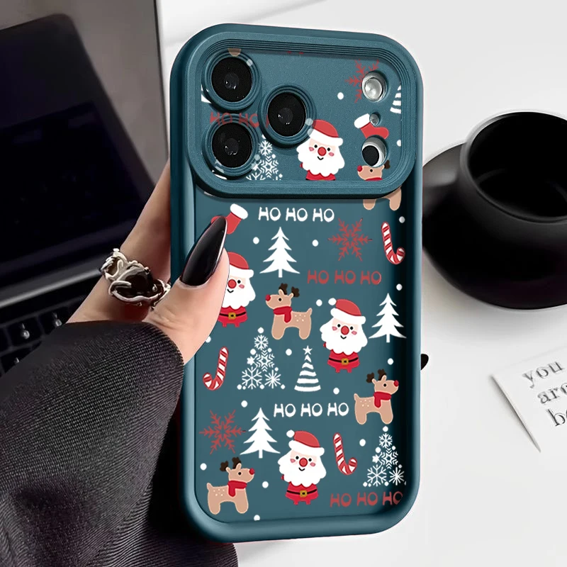 Santa Claus Patterned Soft TPU Phone Case For iPhone Air 16e 17 16 15 14 Pro Max 13 12 Pro 15 16 Plus Shockproof Silicone Cover