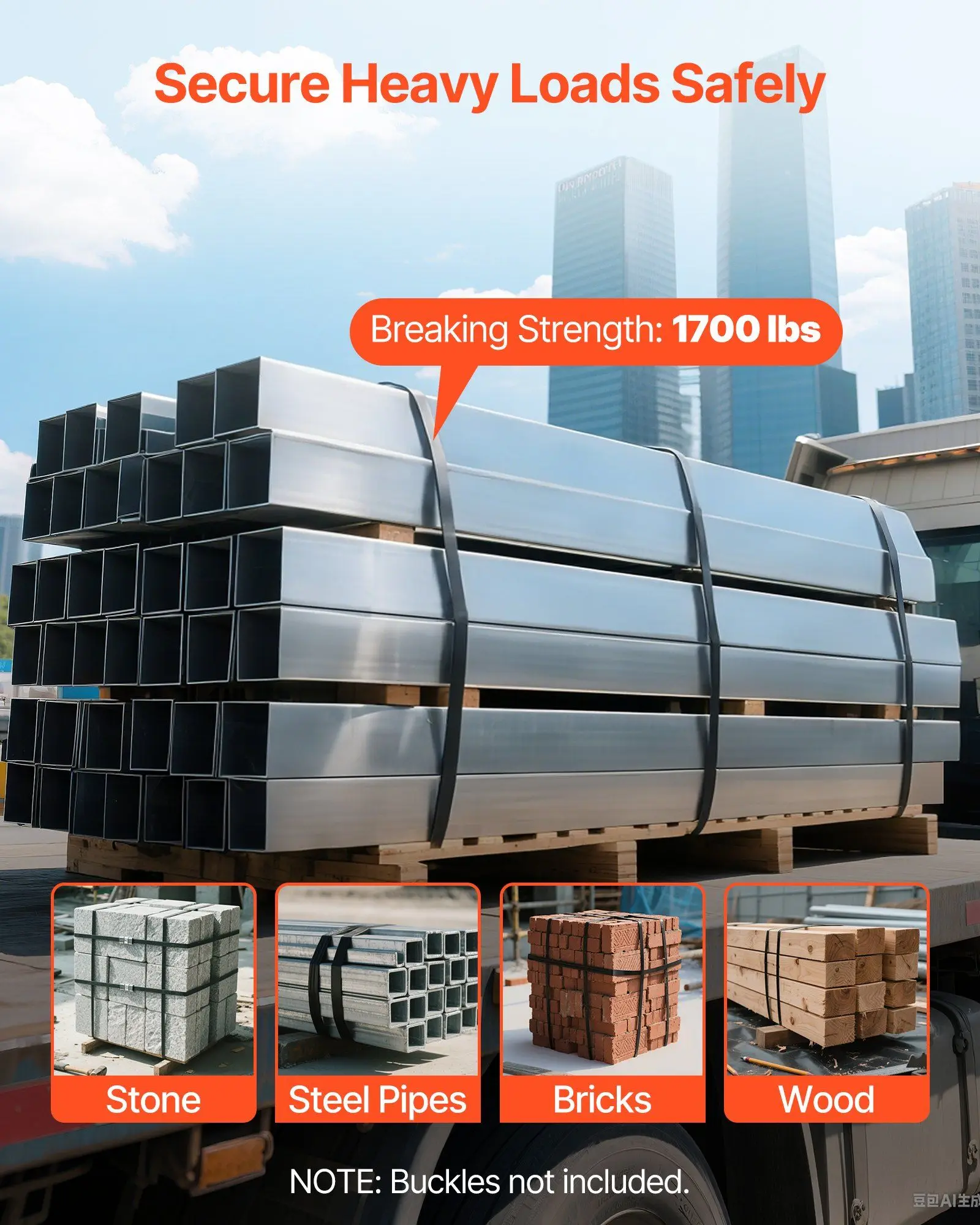 

Steel Strapping Coil, 3/4 in x 0.02 in x 1640 ft, Metal Strapping Banding Roll Withstands Harsh Environment, 1700 lbs Break