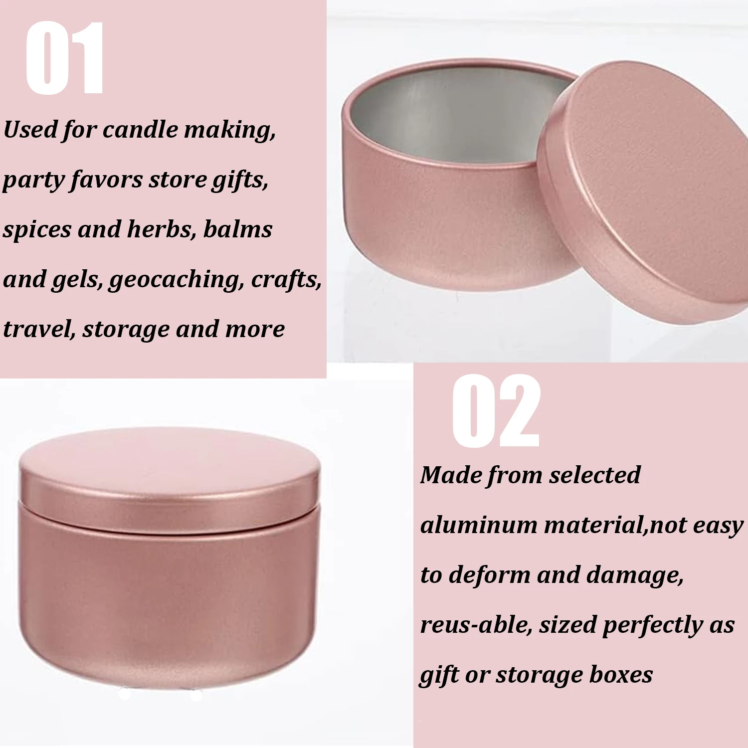 12PCS Metal Round Jars Aluminum Tins Mini Round Empty Candle Containers with Airtight Lids Canister for Coffee Tea Candy Storage