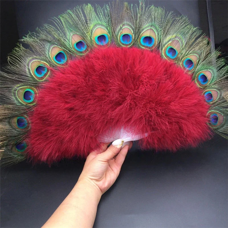 Thickened Full Fleece Peacock Feather Feather Fan Belly Dance Fan Performance Ball Fan Home Bar Decoration Fan Photography Prop