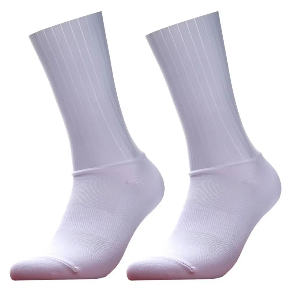 Chaussettes de cyclisme rayées en silicone Pro Team Aero, coordonnantes, sans couture, course à pied, sport, vélo de route