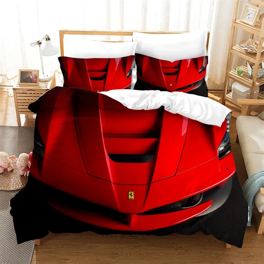 

3PCS Single-sided Printed Quilt Cover Speed SportsCar Pattern Duvet Bedding Set Comfortable Bedspreads Duvet Cover Birthday Gift