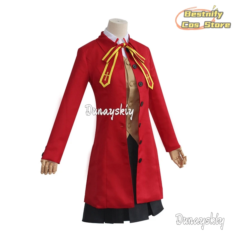 Anime Spiel Fate/stay Night Tohsaka Rin Cosplay Kostüm Perücke Roten Teufel Perücke Langen Mantel Schuluniform Rock Frau Kawaii campus Anzug