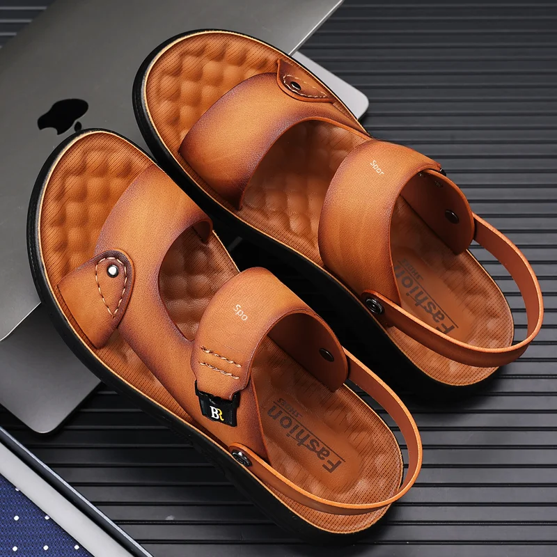 Beach shoes for men, soft sole beach shoes that can be used in two ways, for summer, open toe, slip-on, breathable sandals