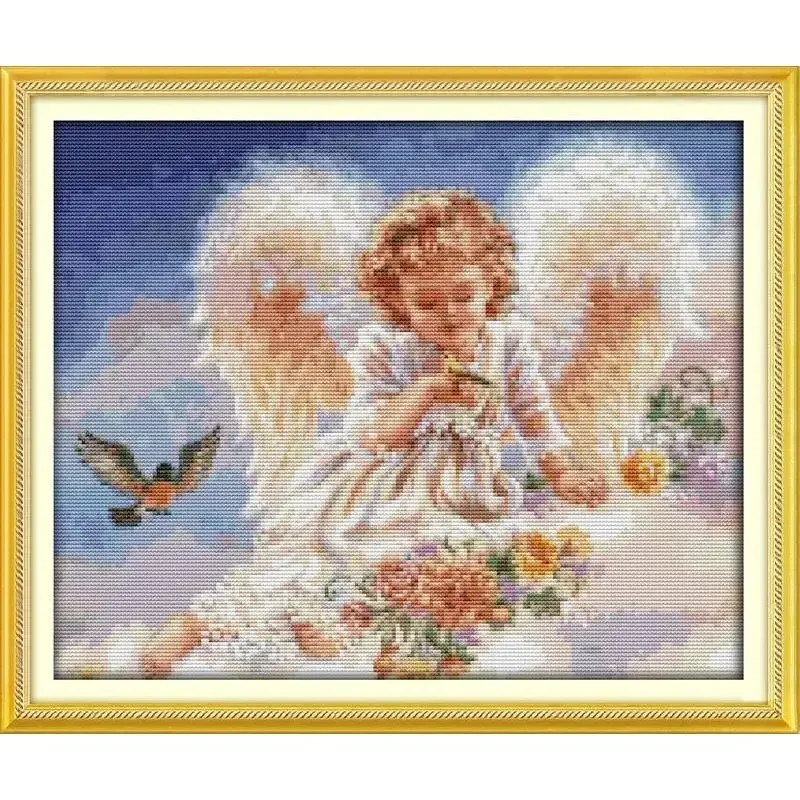 

Joy Sunday News Printedd Cross Stitch Kit, Easy Pattern With Aida and DMC Threads Stamped Fabric Embroidery Set-"The Continuat