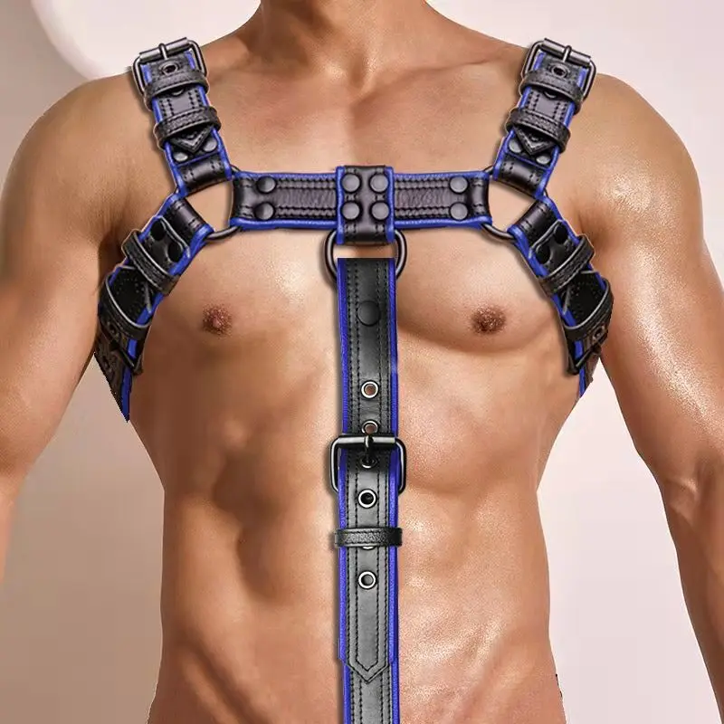 Fetish Gay Men Leather Straps Sexy Leather Suspenders Harness BDSM Lingerie Sexual Body Bondage Straps Punk Rave Cotumes