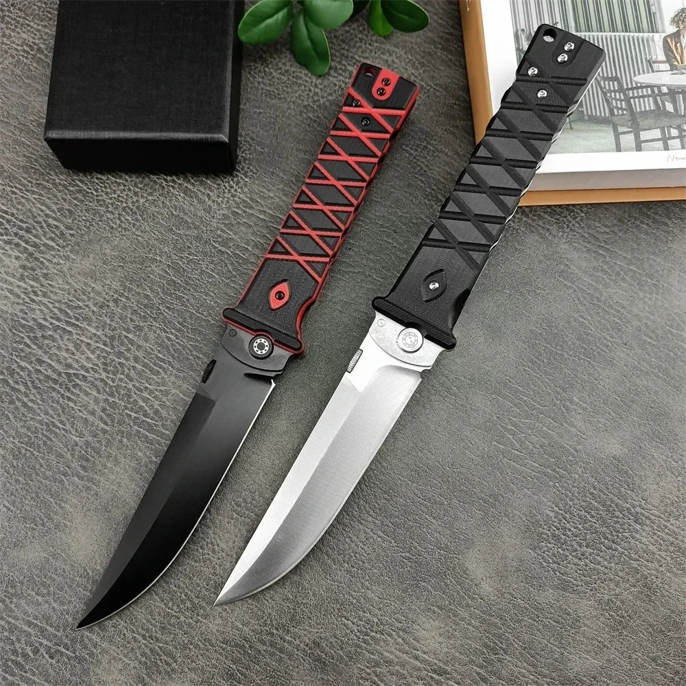 

Arry Survival Knife for Climbing Russain Ronin Folding PocketHunting Flipper EDC Tool Gift440C Blade Non-slip G10 Handles