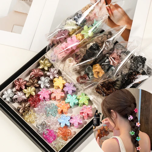 Imagen 2 del producto 10 Uds. Pinza para el pelo de flor de huevo pequeño, pinzas para el pelo mate de cangrejo, pasadores de horquilla a la moda para mujer, accesorios para el cabello dulces, tocado, peinado