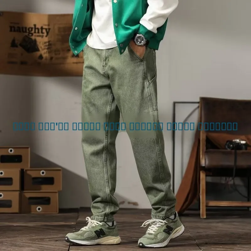 

Men's Straight Leg Jeans Spring Summer Wear Resistant Workwear Durable Cotton Denim mid High Waist Long Pants Trendy Sle