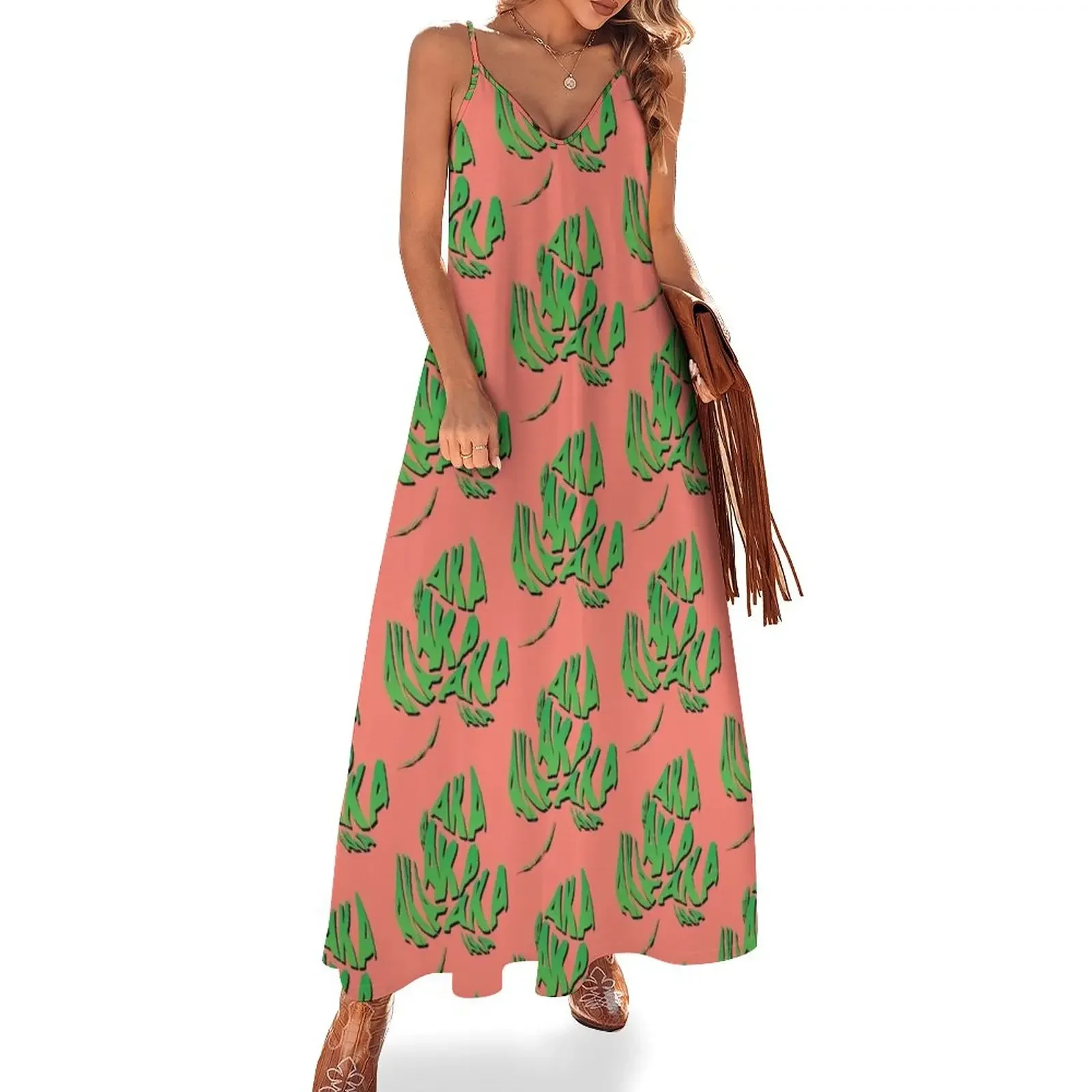 

AKA Ivy Leaf Logo Sleeveless Dress dress party night Women's summer suit Dress