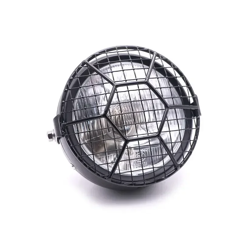 

Side Mount Metal Square Football Net Mask Cover Headlight For Cafe Racer Cruisers