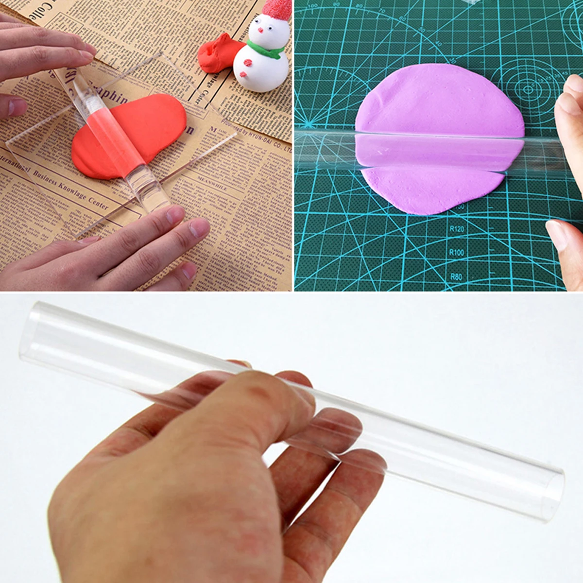 

4pcs Handmade Clay Tools Kit Acrylic Roller Board Set For Polymer Clay ling Durable U Shape Rectangle Sheet Scratch