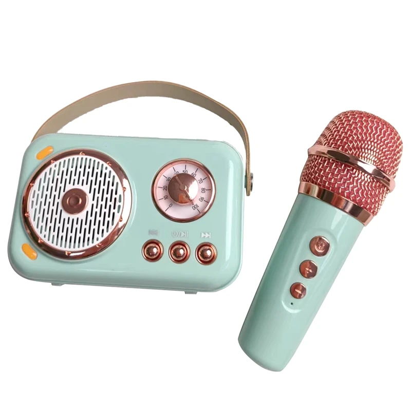 Familie Outdoor Kinderen Karaoke Bluetooth Speaker Draadloze Microfoon Draagbare Kaart Subwoofer Hoog Volume