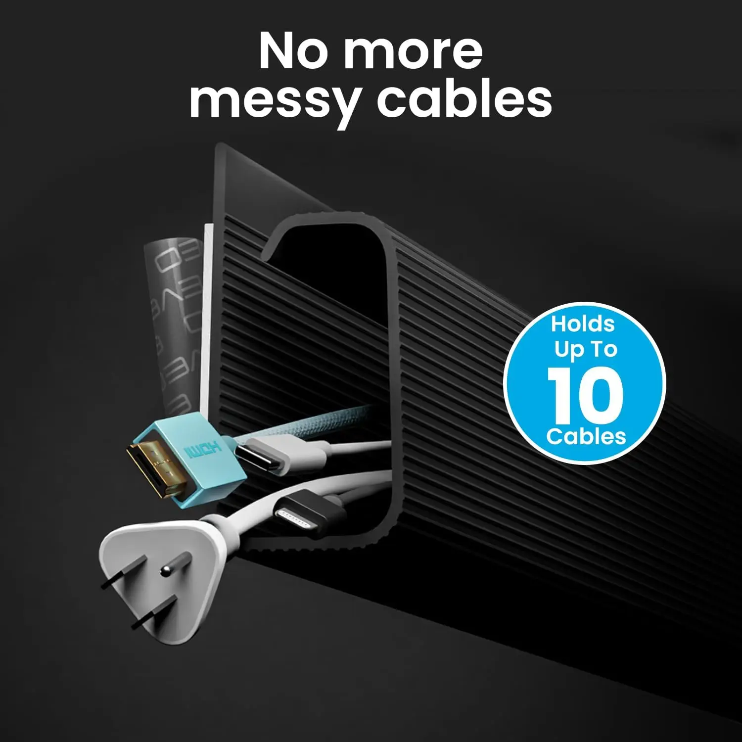 PVC Waterproof Cable Management Accessories J Channel Desk Cable Organizer Black Cable Protecter Under Desk Tv Background