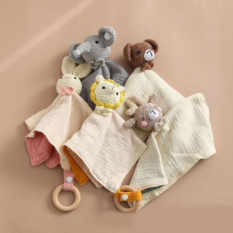 Infant Soothing Towel with Adorable Appearance, Soft Naptime Small Blanket Pacify Toy Cartoon Appease Towel for Baby 15UB