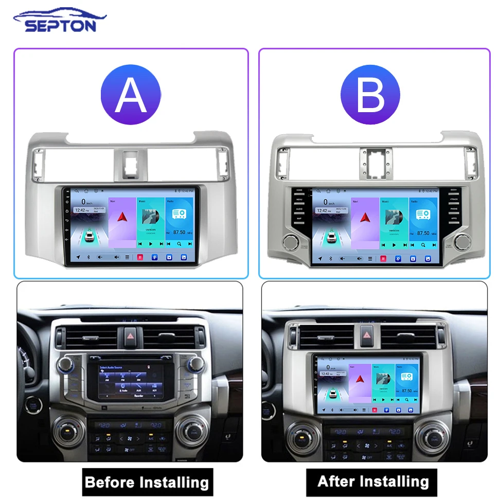 SEPTON Android Car Radio Audio Player for Toyota 4Runner 4 Runner 2009-2022 Navi GPS BT FM Vehicle Audio Systems Car Stereo