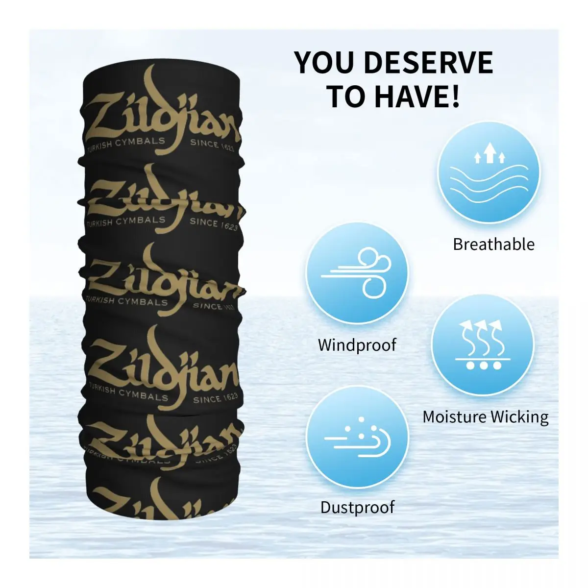 Zildjian Logo Bandana Neck Cover sciarpa avvolgente stampata fascia multiuso escursionismo Unisex adulto traspirante