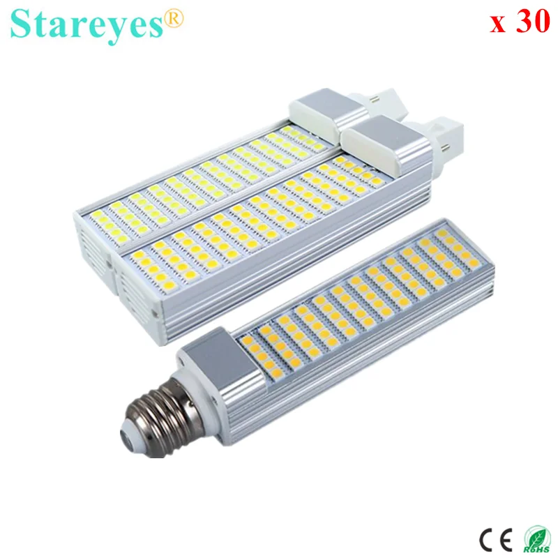 

30 шт. G24 G23 E27 12 Вт SMD 5050 60 Светодиодная лампа PL Светодиодная лампа для спальни 930 LM ПЛК Кукурузная лампа Светодиодные поперечные вставленные светильники