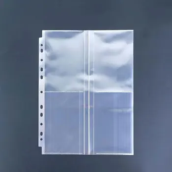 Carpeta perforada de plástico transparente, organizador de documentos A4 con 2/4 bolsillos, bolsa de hojas sueltas, mangas transparentes, 11 agujeros, 20 unidades por lote