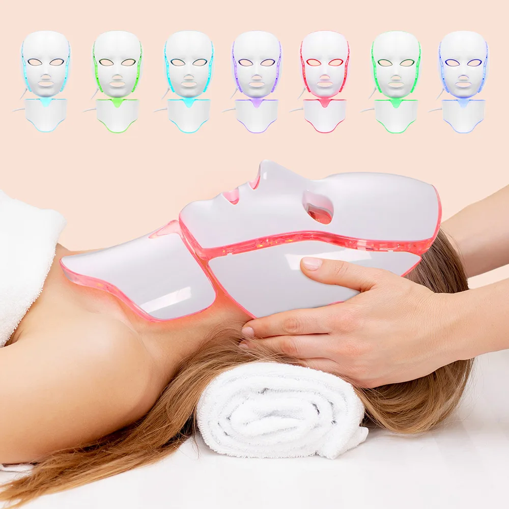 Maschera con collo Terapia fotografica coreana Maschera per il viso Terapia della luce rossa Acne Rimozione delle rughe Bellezza Cura della pelle Terapia della luce a led led