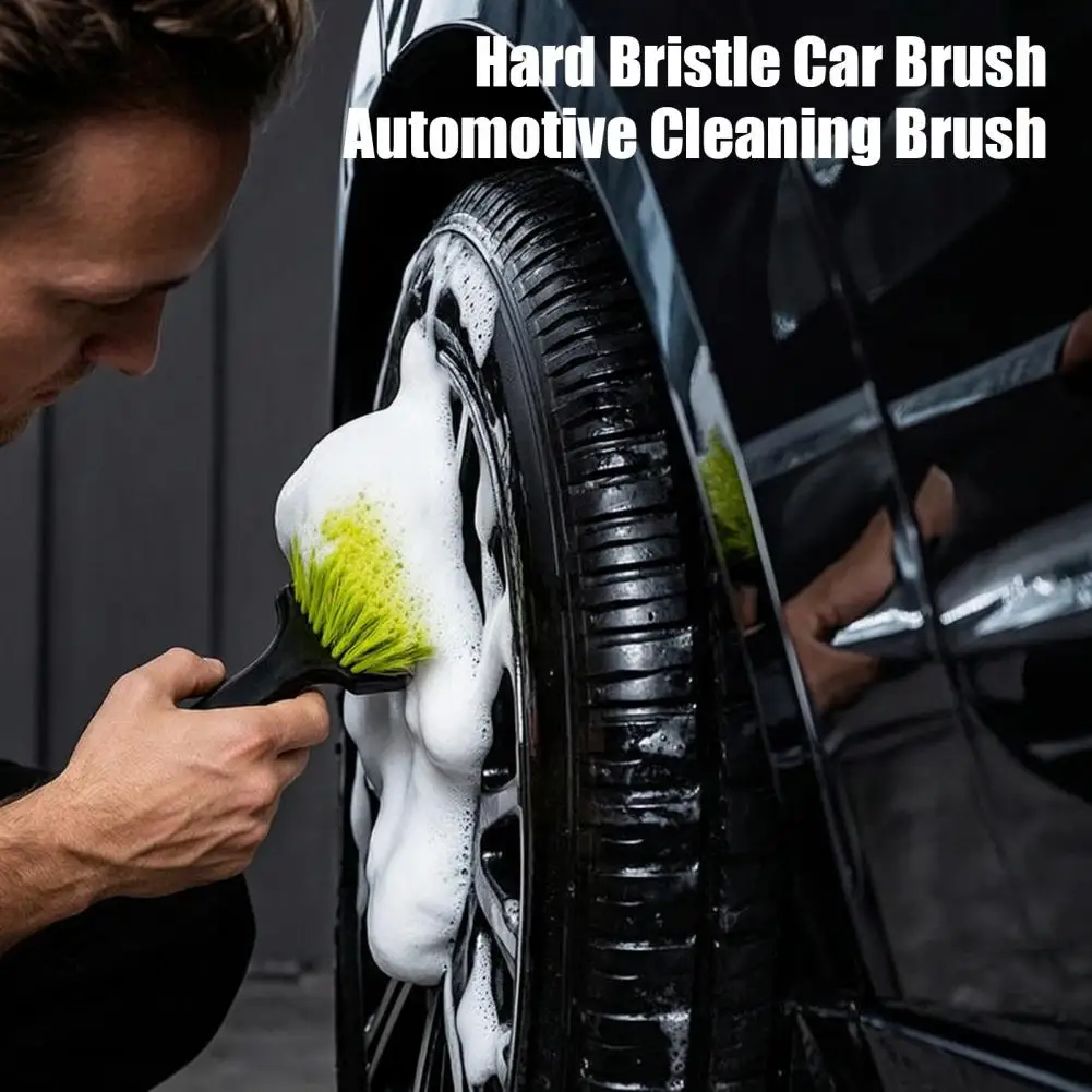 2026 Car Brush Heavy Duty Car Tire Cleaning Brush Nylon Bristle Wheel Scrubber Auto Detailing Tool for Floor Mats Tires Maintena