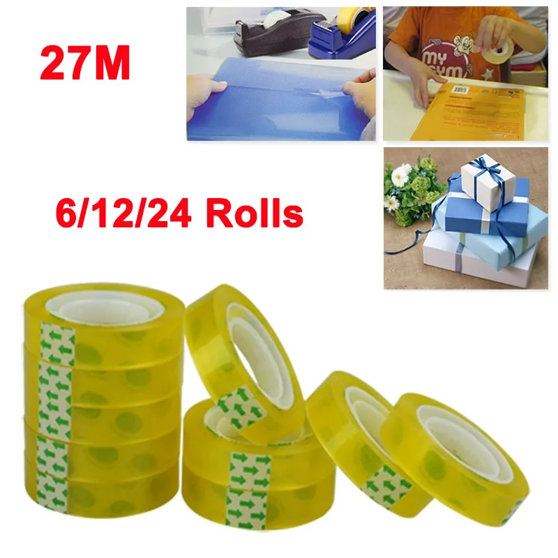 

Sealing Packing Tape 6/12/24 Rolls Clear Transparent Stationery Sticky Tape For Office School Gift Wrap Invisible for Repairing