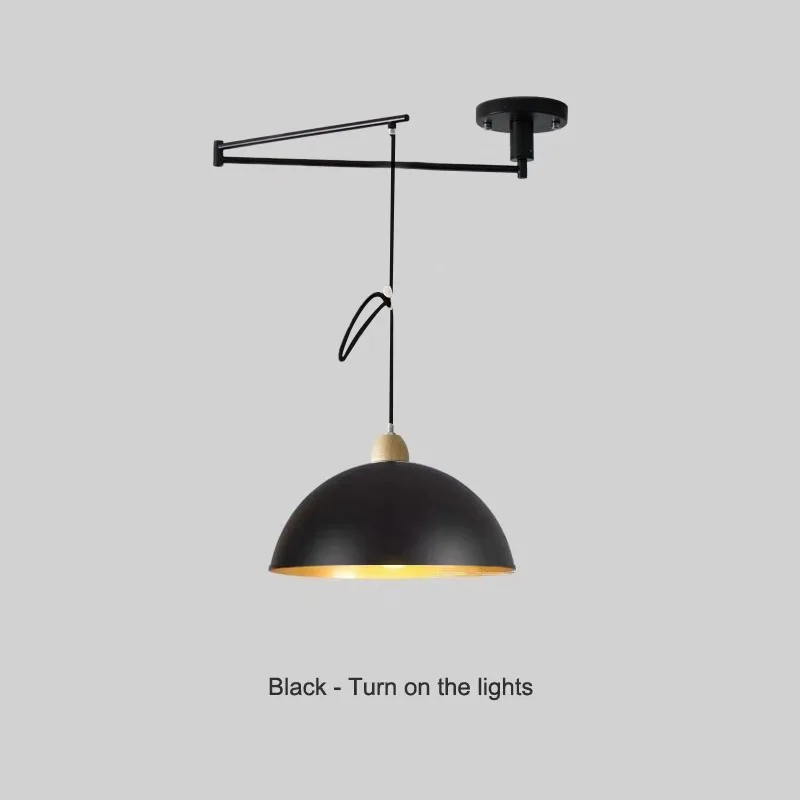 Portable Restaurant Wood Chandelier Modern Bauhaus Rocker Arm Telescopic Dining Table Kitchen Japanese Bedside Pendent Light