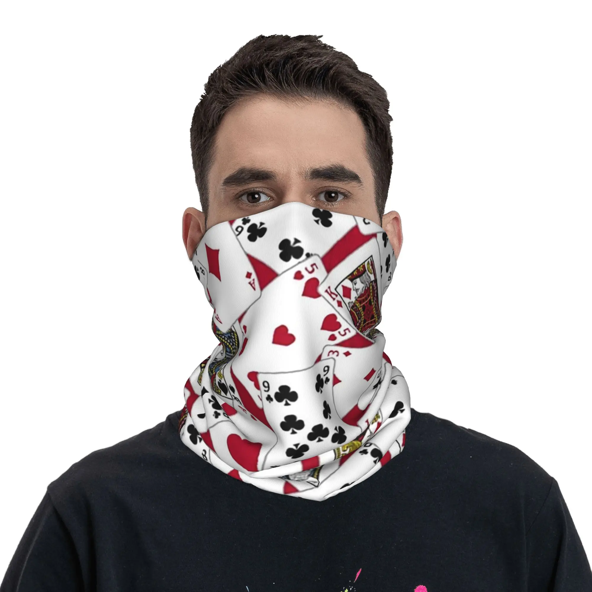 Playing Cards Design Bandana Neck Cover Printed Wrap Scarf Multi-use Cycling Scarf Riding Unisex Adult