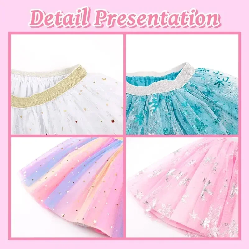 Kids Princess Skirts Girls Irregular Layered Mesh Tulle Birthday Party Tutu Mini Skirts Girls Pink Snow Casual Ballet Skirt K016