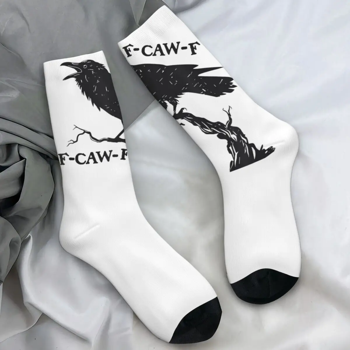 

F-Caw-F Black Crow Pun Funny Bird Cawing Grunge Чулки Парные носки Средние мягкие носки Зимние беговые спортивные нескользящие носки