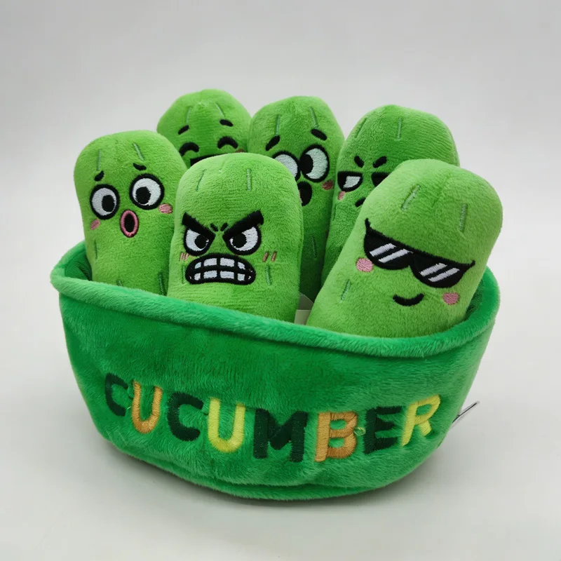 مجموعة دمى قطيفة على شكل خيار كاواي، طقم من سبع دمى على شكل خيار للتعبير عن المشاعر، قطع ديكور وهدايا أعياد ميلاد للأطفال