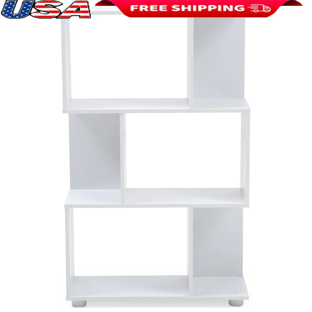

Modern Staggered 3-Shelf Bookcase Versatile Storage Solution Stylish Home Decor Easy Assembly Living Room Furniture