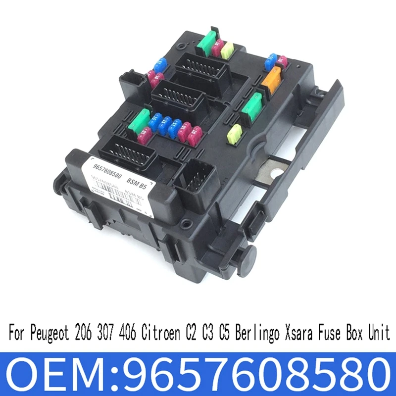 Fuse Box Module BSM B5 9657608580 6500Y1 For Peugeot 206 307 406 Citroen C2 C3 C5 Berlingo Xsara Fuse Box Unit