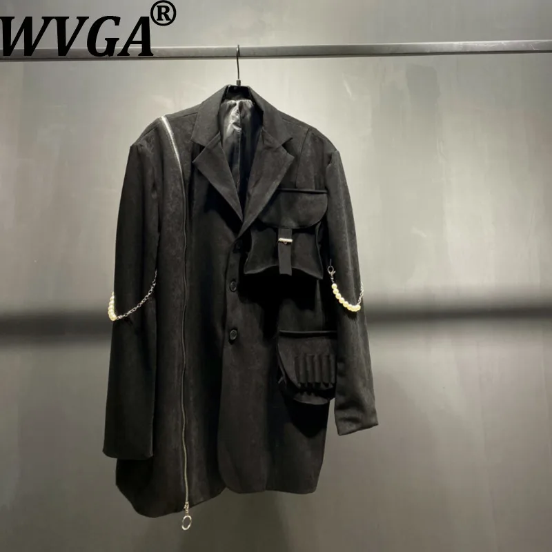 WVGA Autumn Winter New Man Tide Darkwear Zipper Deconstructed Trendy Suit Jackets Niche Chic Casual Mid-Length Blazer Ins W15107