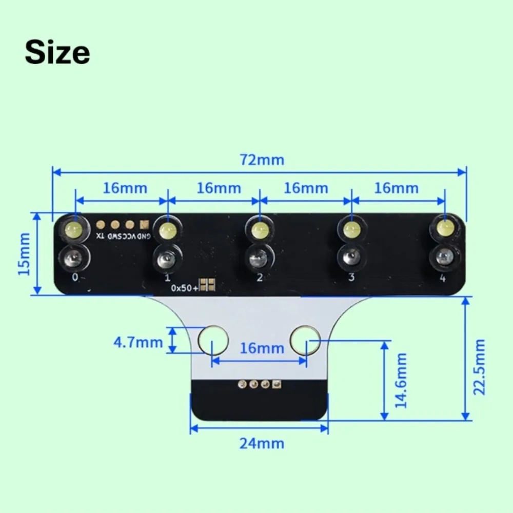 5-channel Grayscale Line Following Sensor I2C Communication Built-in Anti-interference Shielding Accurate Turning Detection