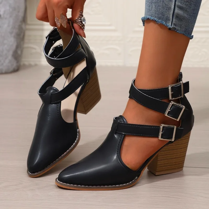 

Women Sandals Sexy Soft Leather High Heels Shoes 2025 New Comfortable Women Shoes Pointed Toe Fashion Casual Sandals Ladies