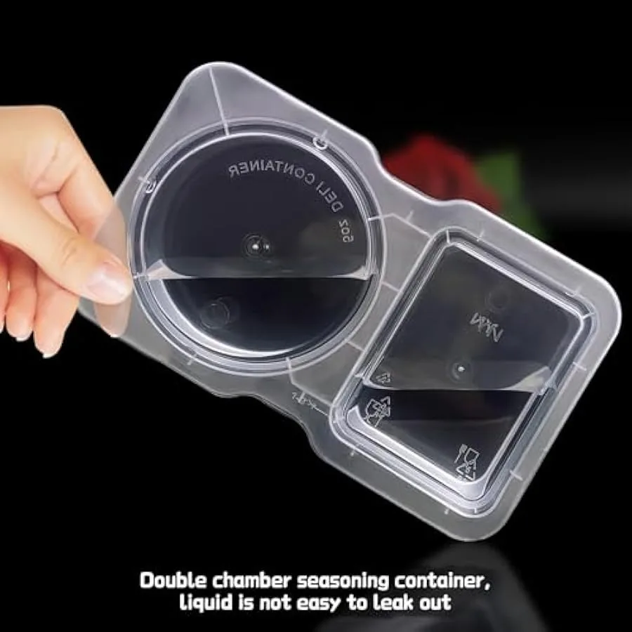 32 Sets Double Compartment Condiment Container Disposable 2 Compartment Snack Containers with Lids Reusable Plastic Double Cond