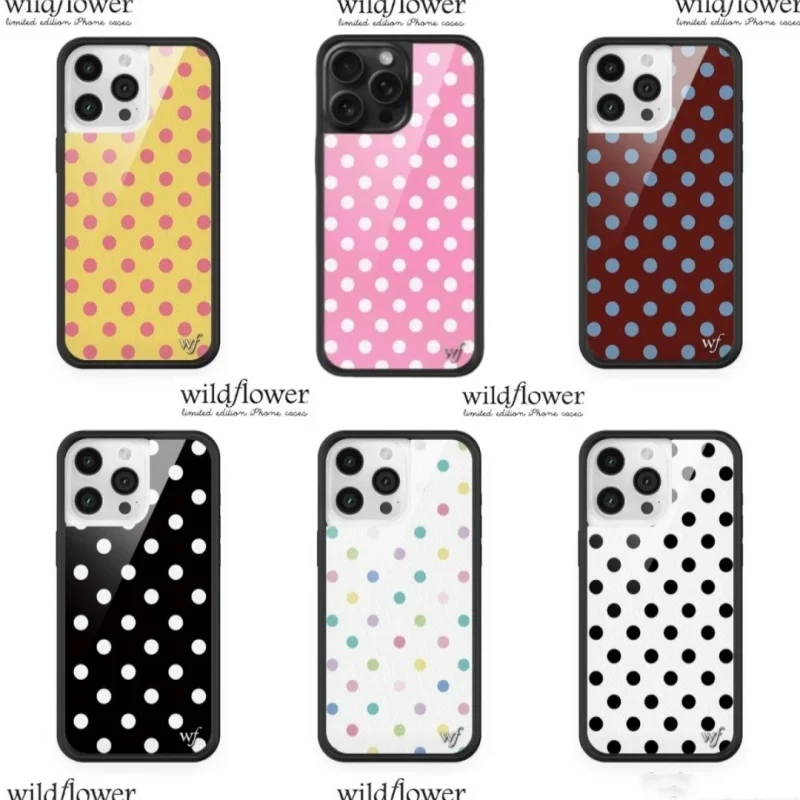 

Fashion Polka Dot Wildflower Phone Case for iPhone 16 15 14 13 12 Pro Max Plus 16plus 16pro WILDFLOWER Wave points w Back Cover