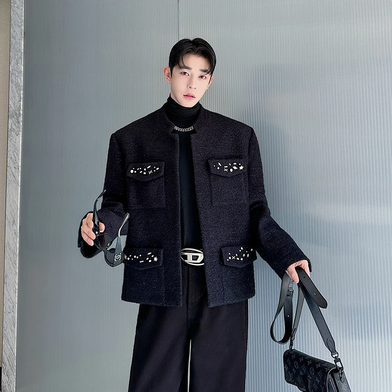 

Мужская модная повседневная куртка из шерсти с плотной вышивкой, из полиэфирного волокна, для весенне-осенне-зимнего сезона