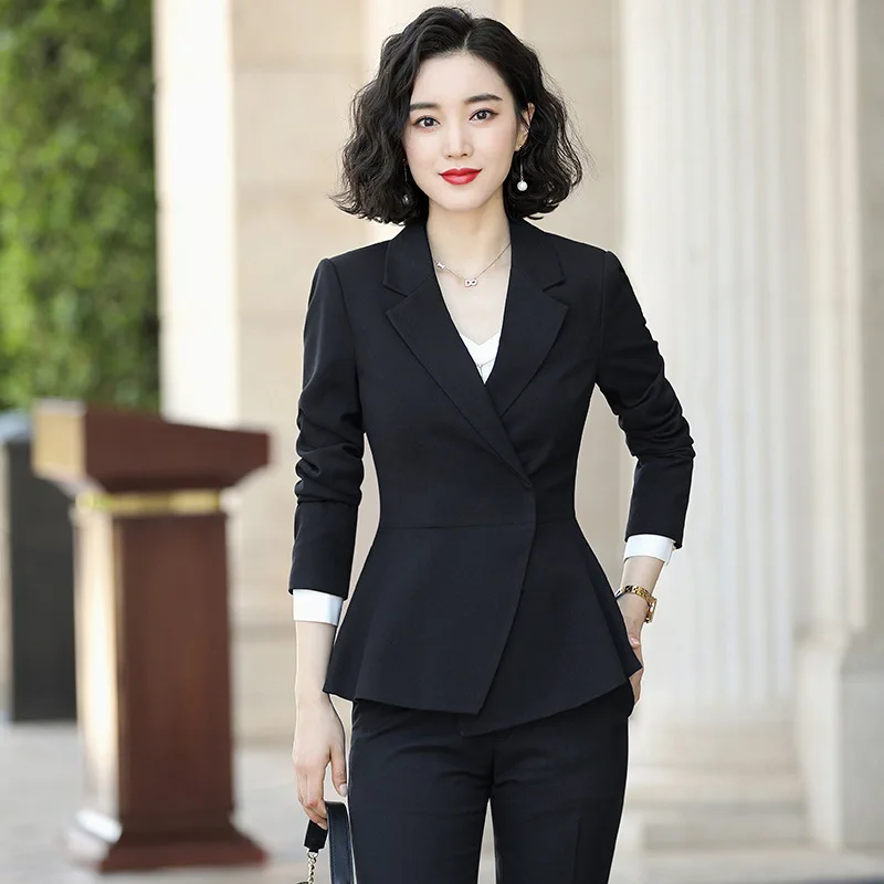 

IZICFLY New Style Spring Autumn Business Blazer Suits with Trousers Slim Uniforms Office Clothes For Women Work Wear 2 Pant Sets