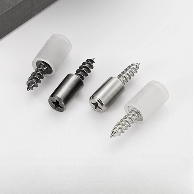 12 مجموعة الصليب الذاتي التنصت المسمار مع المطاط كم صفح دعم محلية الصنع خزانة خزانة الزجاج الصلب نونسليب التقسيم مسمار